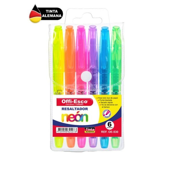 Resaltador neón mediano Offi-Esco estuche X 6