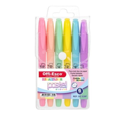 Resaltador pastel mediano Offi-Esco estuche X 6