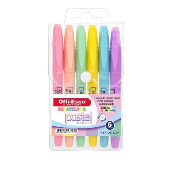 Resaltador pastel mediano Offi-Esco estuche X 6