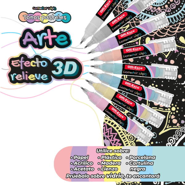 Corrector 3D Lápiz artístico pastel Offi-Esco X 8