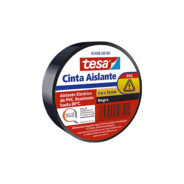 Cinta aislante tesa negra